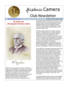 Club Newsletter © Historiccamera.Com Volume 11 No