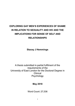 Exploring Gay Men's Experiences of Shame In