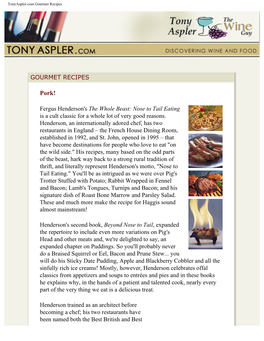 Tonyaspler.Com Gourmet Recipes