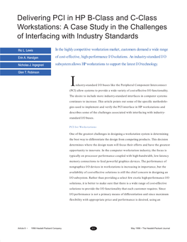 Delivering PCI in HP B-Class and C-Class Workstations: a Case Study in the Challenges of Interfacing with Industry Standards