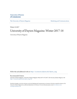 University of Dayton Magazine. Winter 2017-18 University of Dayton Magazine