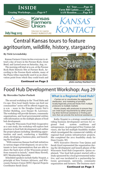 Kansas Kontact July/Aug 2013 Central Kansas Tours to Feature Agritourism, Wildlife, History, Stargazing