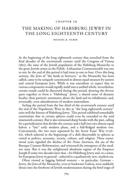 THE MAKING of HABSBURG JEWRY in the LONG EIGHTEENTH CENTURY Michael K