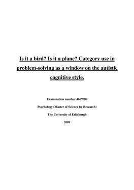 Category Use in Problem-Solving As a Window on the Autistic Cognitive Style