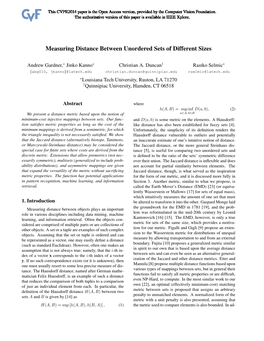 Measuring Distance Between Unordered Sets of Different Sizes