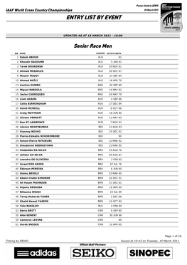 Entry List by Event