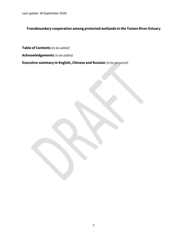 Draft Report of Transboundary Cooperation Among Protected