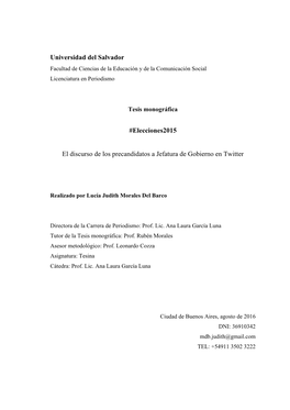 El Discurso De Los Precandidatos a Jefatura De Gobierno En Twitter