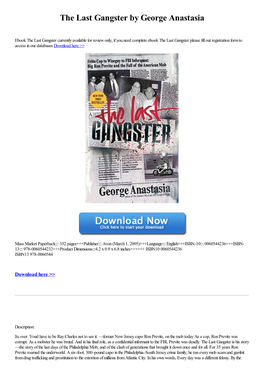 The Last Gangster by George Anastasia