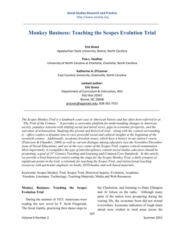 Monkey Business: Teaching the Scopes Evolution Trial