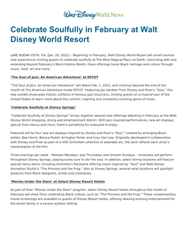 Celebrate Soulfully in February at Walt Disney World Resort