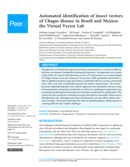 Automated Identification of Insect Vectors of Chagas Disease in Brazil and Mexico: the Virtual Vector Lab