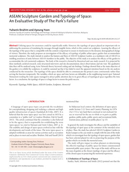 ASEAN Sculpture Garden and Typology of Space: an Evaluative Study of the Park’S Failure