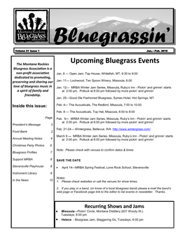 Upcoming Bluegrass Events