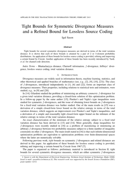 Tight Bounds for Symmetric Divergence Measures and a Refined Bound for Lossless Source Coding