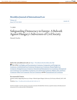 A Bulwark Against Hungary's Subversion of Civil Society