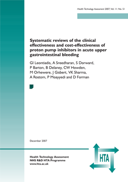 Proton Pump Inhibitors in Acute Upper Gastrointestinal Bleeding Vol