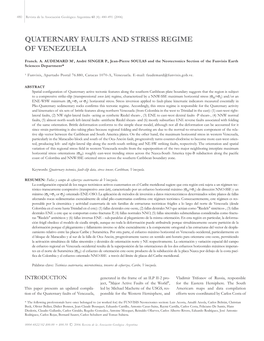 Quaternary Faults and Stress Regime of Venezuela