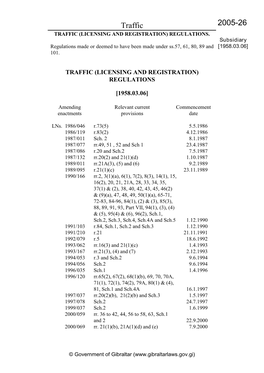 Traffic 2005-26 TRAFFIC (LICENSING and REGISTRATION) REGULATIONS