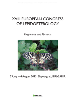 XVIII European Congress of Lepidopterology 29. July