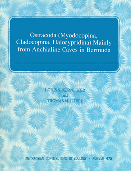 Ostracoda (Myodocopina, Cladocopina, Halocypridina) Mainly from Anchialine Caves in Bermuda