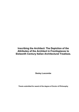The Depiction of the Attributes of the Architect in Frontispieces to Sixteenth Century Italian Architectural Treatises