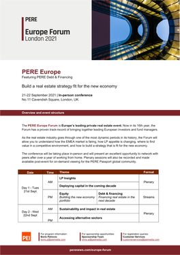 PERE Europe Featuring PERE Debt & Financing