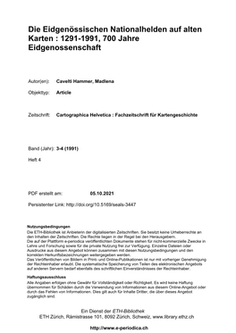 Die Eidgenössischen Nationalhelden Auf Alten Karten : 1291-1991, 700 Jahre Eidgenossenschaft