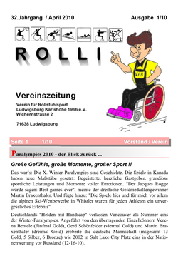 32.Jahrgang / April 2010 Ausgabe 1/10 Große