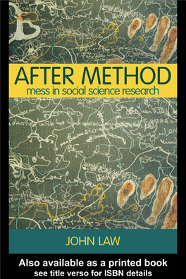 After Method: Mess in Social Science Research