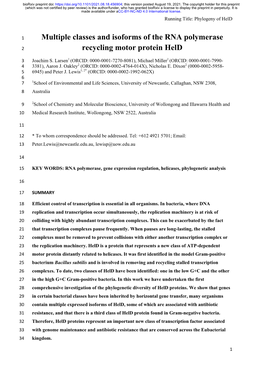 Multiple Classes and Isoforms of the RNA Polymerase Recycling Motor