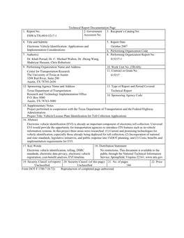 Electronic Vehicle Identification: Applications and October 2007 Implementation Considerations 6