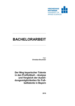 BACHELORARBEIT Der Weg Bayerischer Talente in Den