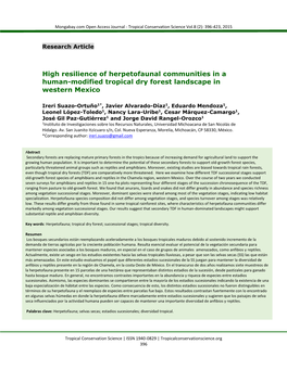 High Resilience of Herpetofaunal Communities in a Human-Modified Tropical Dry Forest Landscape in Western Mexico