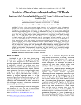 Simulation of Storm Surges in Bangladesh Using NWP Models