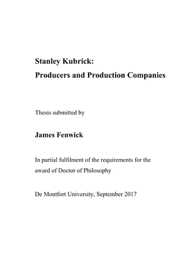 Stanley Kubrick: Producers and Production Companies