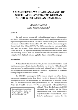 A Manoeuvre Warfare Analysis of South Africa's