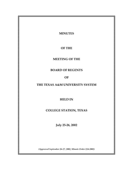 The Texas A&M University System, Meeting of the Board of Regents