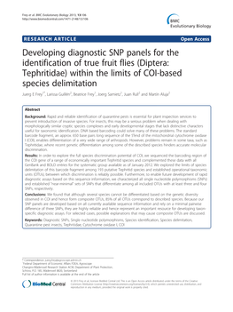 Developing Diagnostic SNP Panels for the Identification of True Fruit Flies