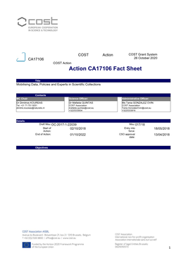 Action CA17106 Fact Sheet