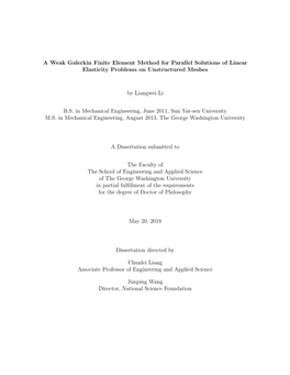 A Weak Galerkin Finite Element Method for Parallel Solutions of Linear Elasticity Problems on Unstructured Meshes