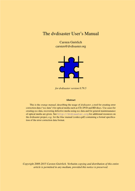 Dvdisaster User's Manual
