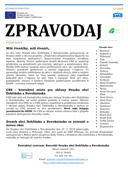 Milé Čtenářky, Milí Čtenáři, CSS – Kontaktní Místo Pro Občany Svazku Obcí Dobříšska a Novoknínska Svazek