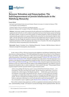 Between Toleration and Emancipation: the Self-Empowerment of Jewish Intellectuals in the Habsburg Monarchy