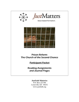 Prison Reform: the Church of the Second Chance Participant Packet