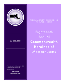 Eighteenth Annual Commonwealth Heroines of Massachusetts