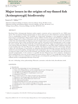 Actinopterygii) Biodiversity