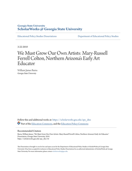 We Must Grow Our Own Artists: Mary-Russell Ferrell Colton, Northern Arizona's Early Art Educator William James Burns Georgia State University