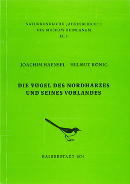 Die Vogel Des Nordharzes Und Seines Vorlandes