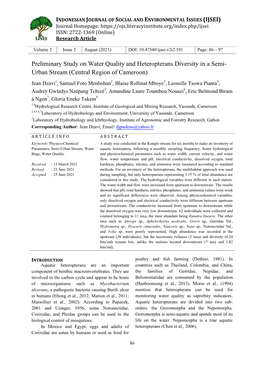 Preliminary Study on Water Quality and Heteropterans Diversity in a Semi